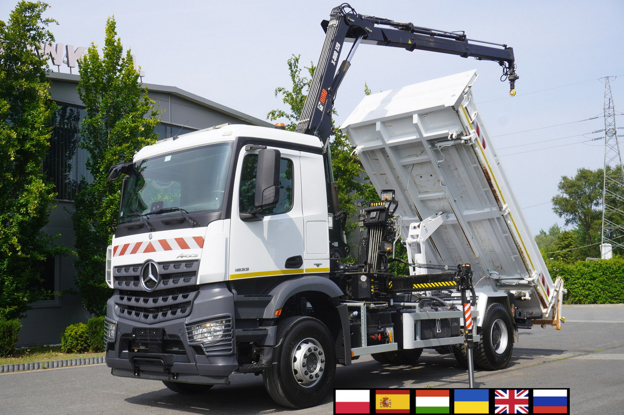 MERCEDES-BENZ Arocs 1833 / 87,000 km!!! / Hds HIAB X-DUO 128 B-2 / three-sided tipper - Kravas auto ar manipulatoru, Kravas auto ar manipulatoru: foto 1 MERCEDES-BENZ Arocs 1833 / 87,000 km!!! / Hds HIAB X-DUO 128 B-2 / three-sided tipper - Kravas auto ar manipulatoru, Kravas auto ar manipulatoru: foto 1