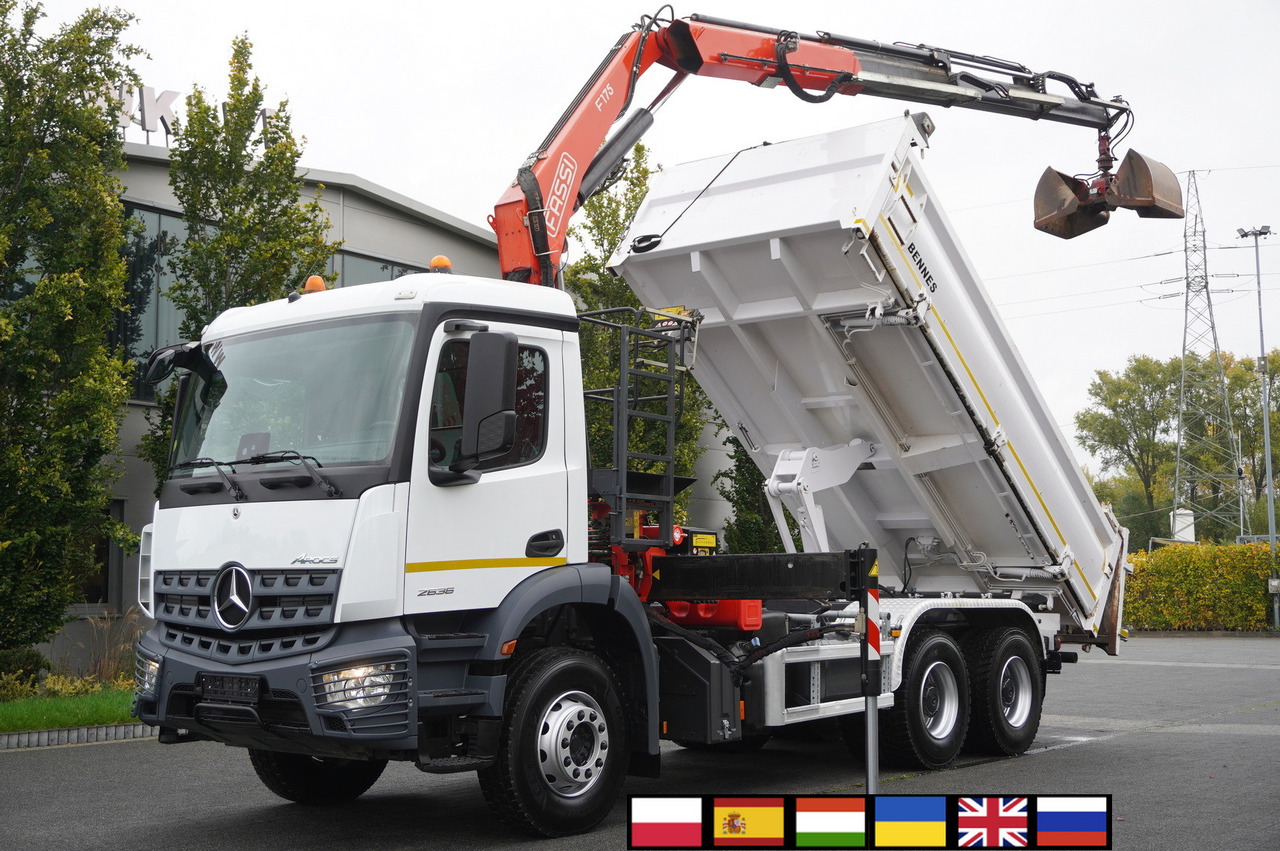 MERCEDES-BENZ Arocs 2636 6x4 / Fassi F175 / 7.7 t / 10 m / 2-side tipper / Bortmatic - Kravas auto ar manipulatoru: foto 1 MERCEDES-BENZ Arocs 2636 6x4 / Fassi F175 / 7.7 t / 10 m / 2-side tipper / Bortmatic - Kravas auto ar manipulatoru: foto 1