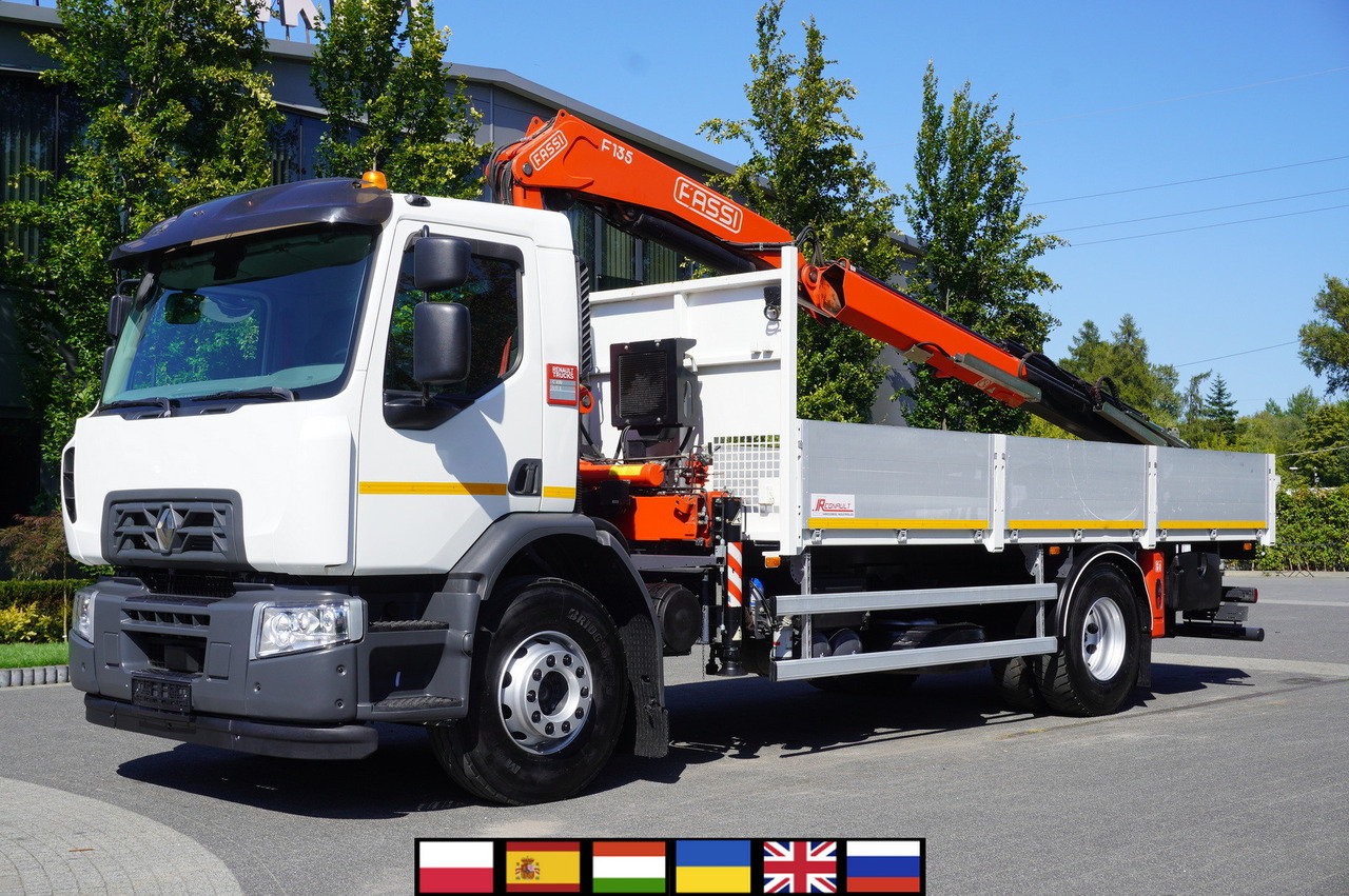 RENAULT C280 DTI 8 / FASSI crane 5.6 T / range 8 m / Flatbed 15 EPAL - Bortu kravas automašīna/ Platforma, Kravas auto ar manipulatoru: foto 1 RENAULT C280 DTI 8 / FASSI crane 5.6 T / range 8 m / Flatbed 15 EPAL - Bortu kravas automašīna/ Platforma, Kravas auto ar manipulatoru: foto 1