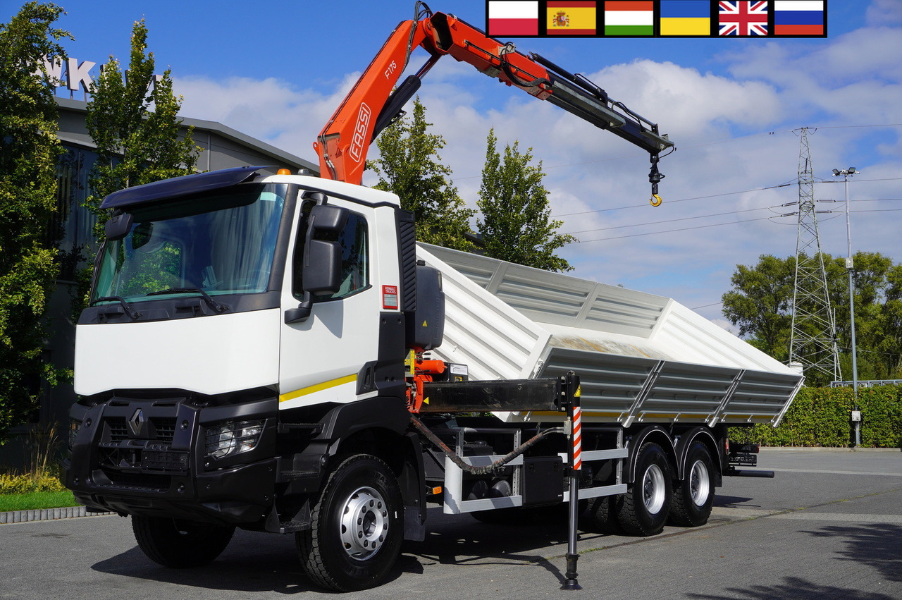 RENAULT K380 6×4 / FASSI F175 crane 7.85 t / 120 thousand km! / 2-sided tipper - Kravas auto ar manipulatoru: foto 1 RENAULT K380 6×4 / FASSI F175 crane 7.85 t / 120 thousand km! / 2-sided tipper - Kravas auto ar manipulatoru: foto 1