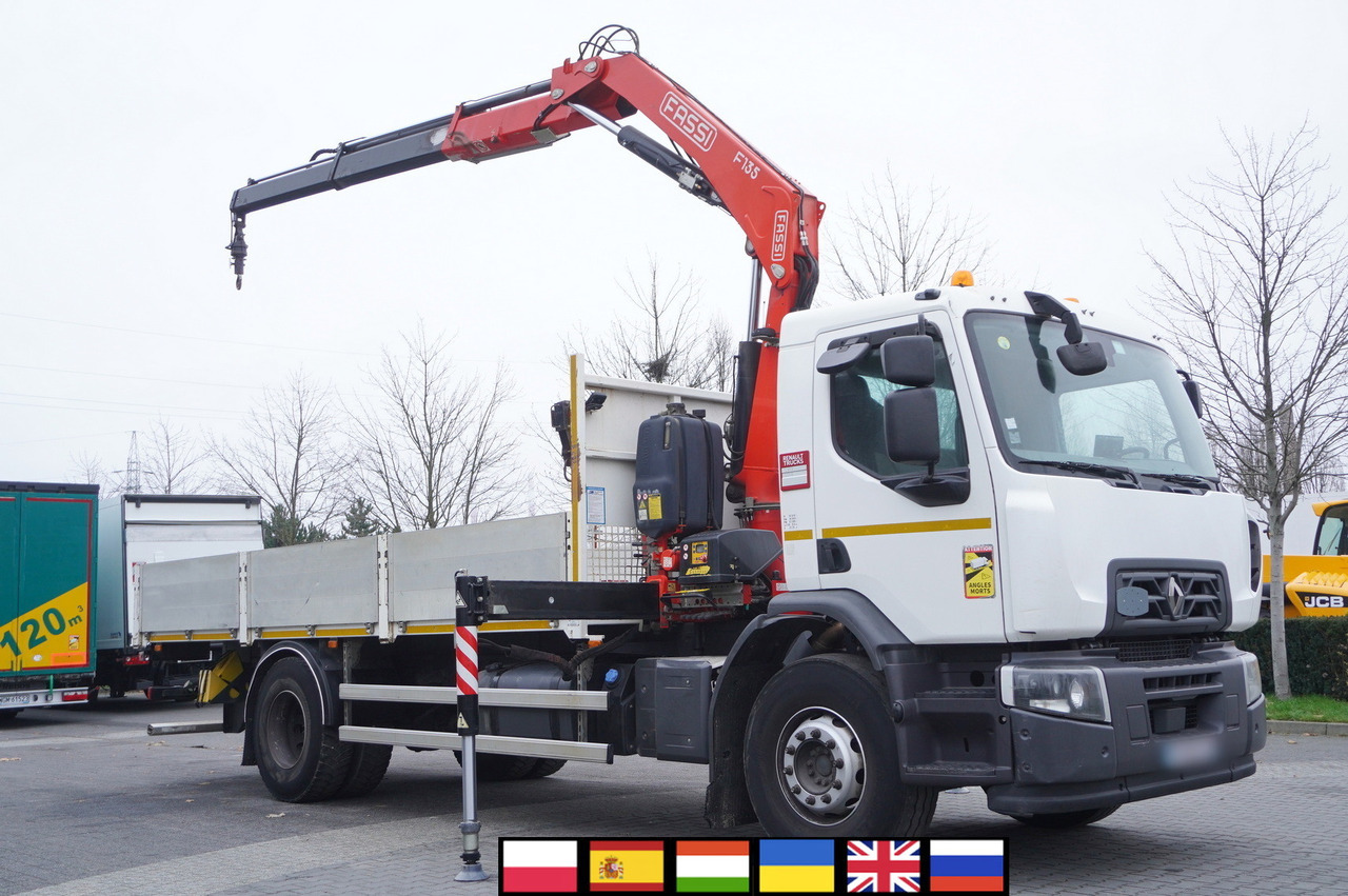 RENAULT RENAULT C280 DTI 8 / FASSI crane 5.6 T / 560 MTH / range 8 m / Flatbed 15 EPAL - Kravas auto ar manipulatoru: foto 1 RENAULT RENAULT C280 DTI 8 / FASSI crane 5.6 T / 560 MTH / range 8 m / Flatbed 15 EPAL - Kravas auto ar manipulatoru: foto 1