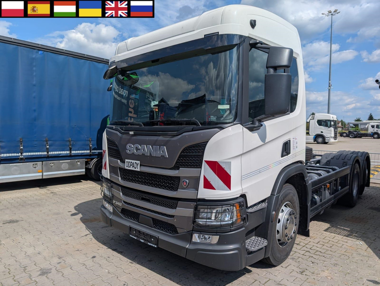 SCANIA P 340 B6x2*4NA / chassis frame / steering axle / CNG / large cab / 8 units - Atkritumu vedējs: foto 1 SCANIA P 340 B6x2*4NA / chassis frame / steering axle / CNG / large cab / 8 units - Atkritumu vedējs: foto 1