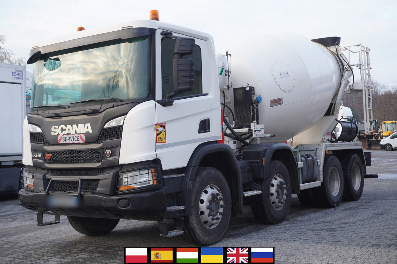 SCANIA P410 XT 8x4 / 80 tho. km!!! / SCHWING-STATTER AM 9 FHC 9 m3 concrete mixer - Betonvedējs: foto 1 SCANIA P410 XT 8x4 / 80 tho. km!!! / SCHWING-STATTER AM 9 FHC 9 m3 concrete mixer - Betonvedējs: foto 1