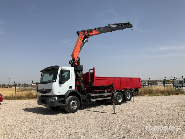 2008 Renault Premium Lander 410.26 2007 Palfinger 29002 on 6x2 Flatbed Truck with Crane - Bortu kravas automašīna/ Platforma, Kravas auto ar manipulatoru: foto 1 2008 Renault Premium Lander 410.26 2007 Palfinger 29002 on 6x2 Flatbed Truck with Crane - Bortu kravas automašīna/ Platforma, Kravas auto ar manipulatoru: foto 1