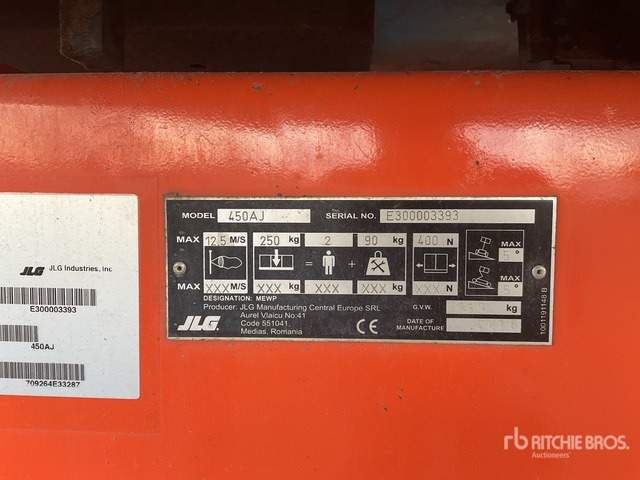 2016 JLG 450AJ 4WD Diesel Articulating Boom Lift - Izlices pacēlājs: foto 1 2016 JLG 450AJ 4WD Diesel Articulating Boom Lift - Izlices pacēlājs: foto 1