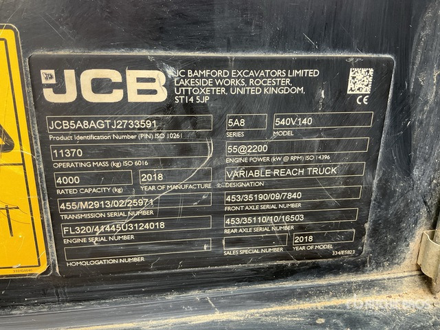 2018 JCB 540-140 Telehandler - Teleskopiskais iekrāvējs: foto 3 2018 JCB 540-140 Telehandler - Teleskopiskais iekrāvējs: foto 3