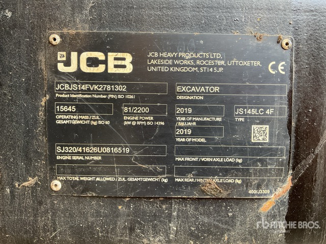 2019 JCB JS145LC Tracked Excavator - Kāpurķēžu ekskavators: foto 1 2019 JCB JS145LC Tracked Excavator - Kāpurķēžu ekskavators: foto 1