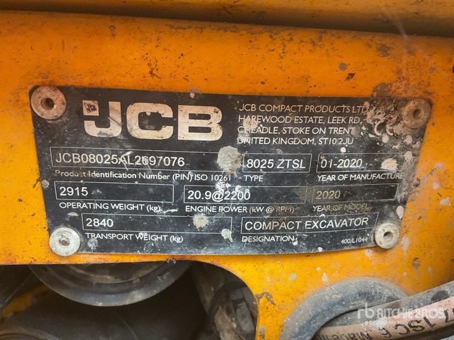 2020 JCB 8025ZTSL Tracked Excavator - Kāpurķēžu ekskavators: foto 1 2020 JCB 8025ZTSL Tracked Excavator - Kāpurķēžu ekskavators: foto 1