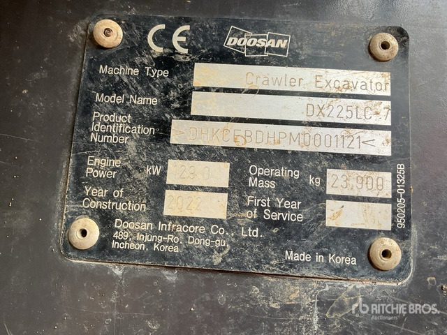 2022 Doosan DX225LC-7 Tracked Excavator - Kāpurķēžu ekskavators: foto 3 2022 Doosan DX225LC-7 Tracked Excavator - Kāpurķēžu ekskavators: foto 3