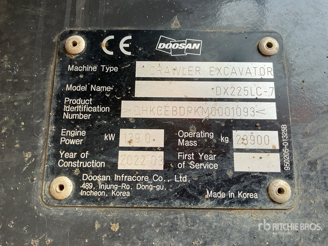 2022 Doosan DX225LC-7 Tracked Excavator - Kāpurķēžu ekskavators: foto 2 2022 Doosan DX225LC-7 Tracked Excavator - Kāpurķēžu ekskavators: foto 2