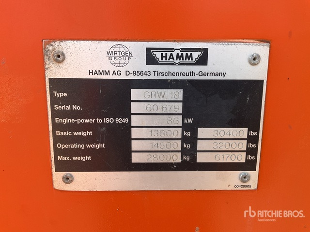 2003 Hamm GRW18 8 Wheel Pneumatic Roller - Pneimatiskais veltnis: foto 2 2003 Hamm GRW18 8 Wheel Pneumatic Roller - Pneimatiskais veltnis: foto 2