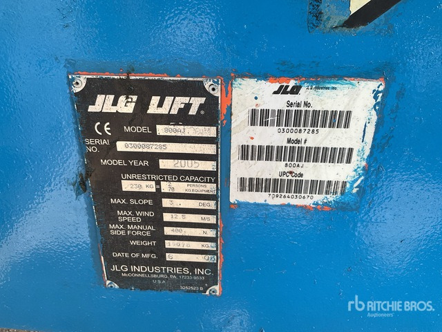2005 JLG 800AJ 4WD Diesel Articulating Boom Lift - Izlices pacēlājs: foto 1 2005 JLG 800AJ 4WD Diesel Articulating Boom Lift - Izlices pacēlājs: foto 1