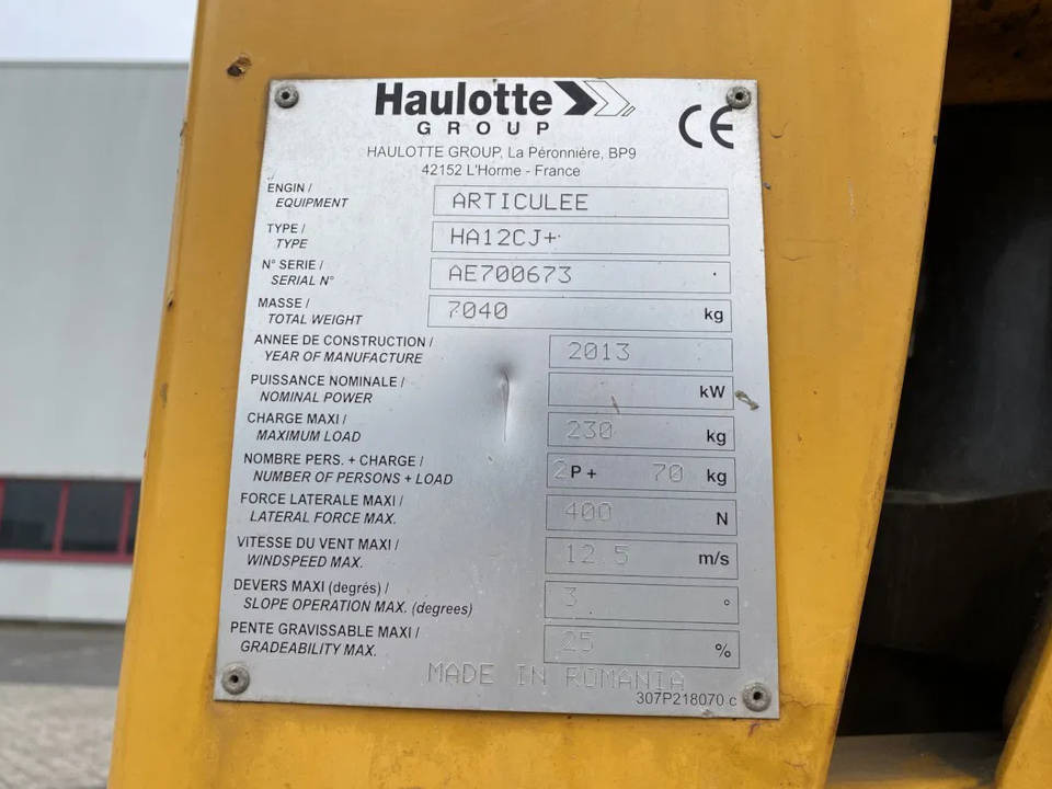 HAULOTTE HA 12 CJ+ - Izlices pacēlājs: foto 4 HAULOTTE HA 12 CJ+ - Izlices pacēlājs: foto 4