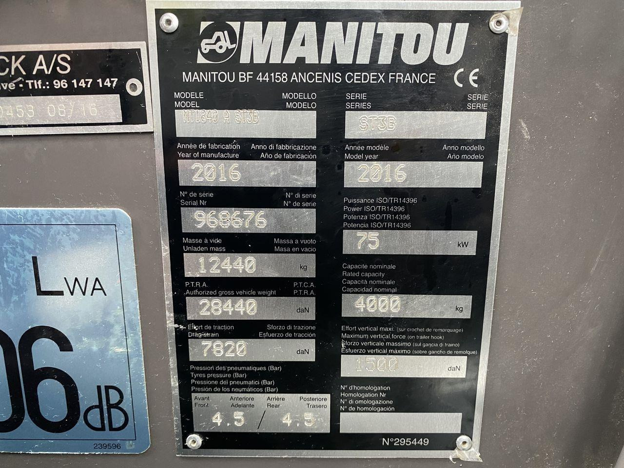 Teleskopiskais iekrāvējs Manitou MT1840A ST3B: foto 10 Teleskopiskais iekrāvējs Manitou MT1840A ST3B: foto 10