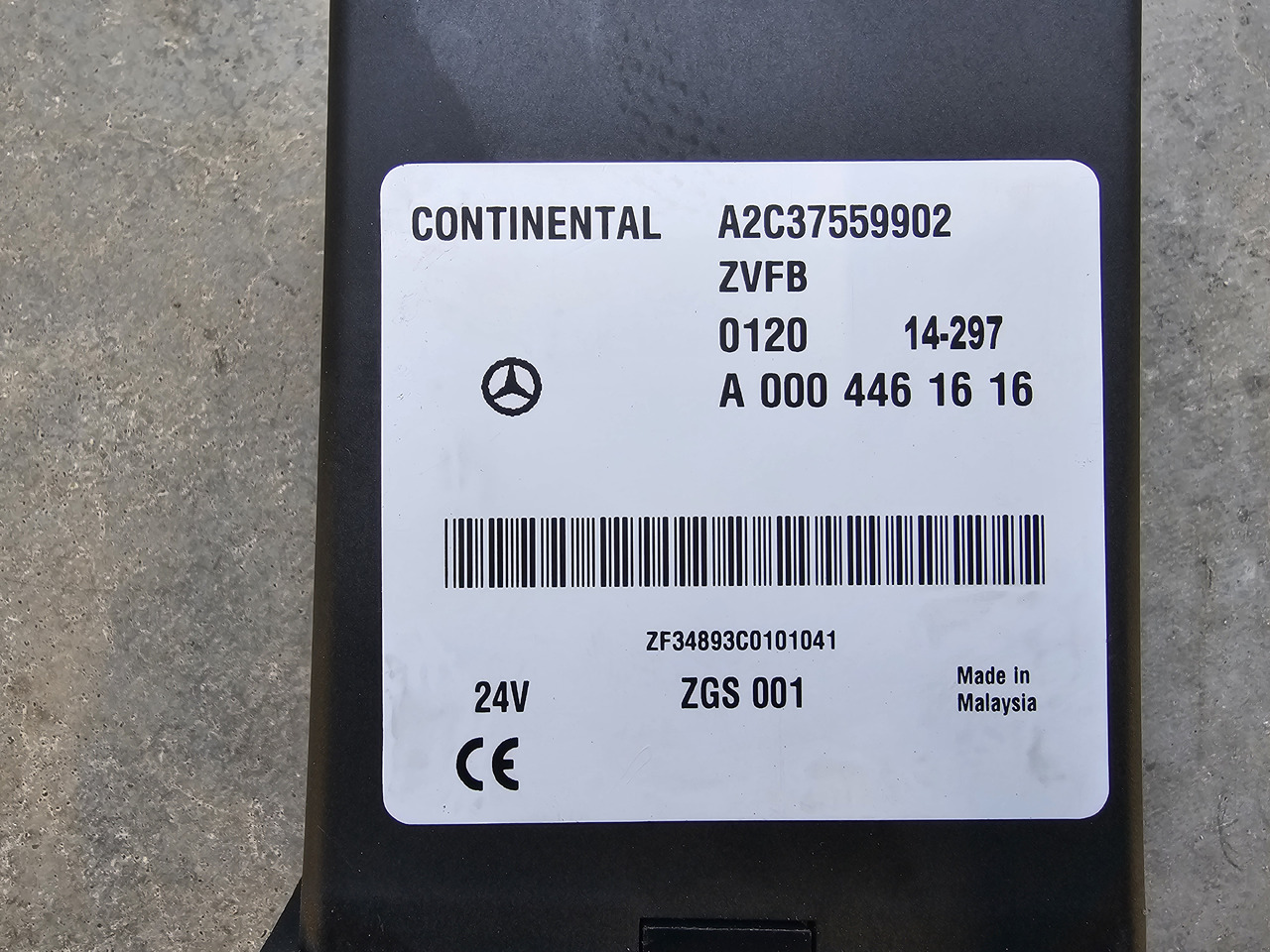 MERCEDES-BENZ ATEGO MP4 EURO 6 / CENTRAL LOCK ECU ZVFB / A0004461616 - Elektroniskais vadības bloks (ECU): foto 3 MERCEDES-BENZ ATEGO MP4 EURO 6 / CENTRAL LOCK ECU ZVFB / A0004461616 - Elektroniskais vadības bloks (ECU): foto 3