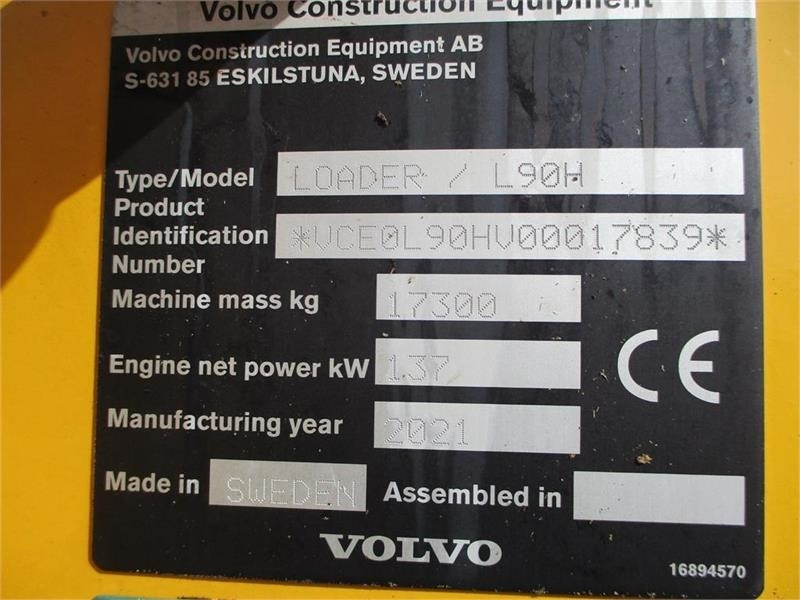 Volvo L 90 H Årg 9.2021, CDC, BSS, DK-Maskine med fuld V - Riteņu iekrāvējs: foto 2 Volvo L 90 H Årg 9.2021, CDC, BSS, DK-Maskine med fuld V - Riteņu iekrāvējs: foto 2