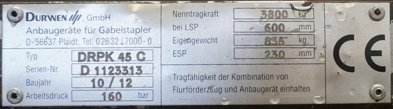 DURWEN DRPK 45C - Dakšas - Iekraušanas tehnika: foto 5 DURWEN DRPK 45C - Dakšas - Iekraušanas tehnika: foto 5