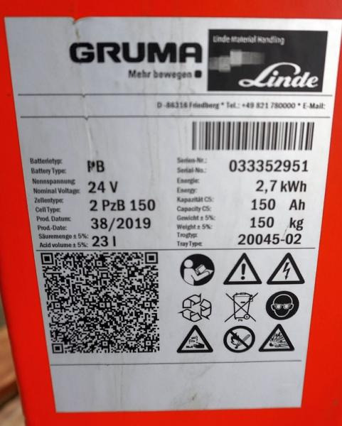 GRUMA 24 Volt 2 PzB 150 Ah - Akumulators - Iekraušanas tehnika: foto 5 GRUMA 24 Volt 2 PzB 150 Ah - Akumulators - Iekraušanas tehnika: foto 5