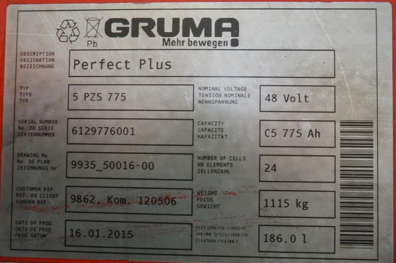 GRUMA 48 Volt 5 PzS 775 Ah - Akumulators - Iekraušanas tehnika: foto 5 GRUMA 48 Volt 5 PzS 775 Ah - Akumulators - Iekraušanas tehnika: foto 5