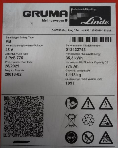 GRUMA 48 Volt 5 PzS 775 Ah - Akumulators: foto 5 GRUMA 48 Volt 5 PzS 775 Ah - Akumulators: foto 5