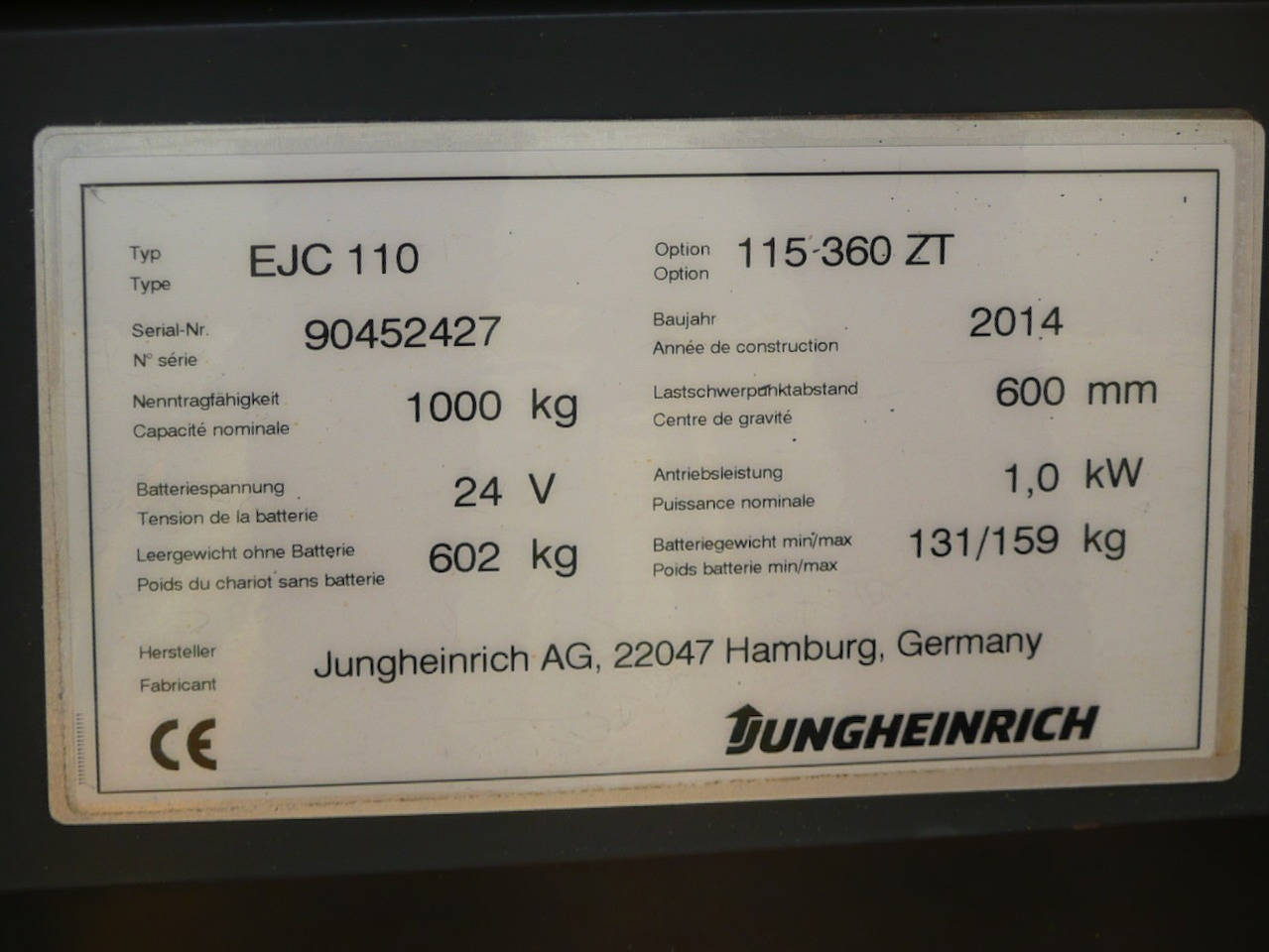 Krautņotājs Jungheinrich EJC 110 360 ZT: foto 7 Krautņotājs Jungheinrich EJC 110 360 ZT: foto 7