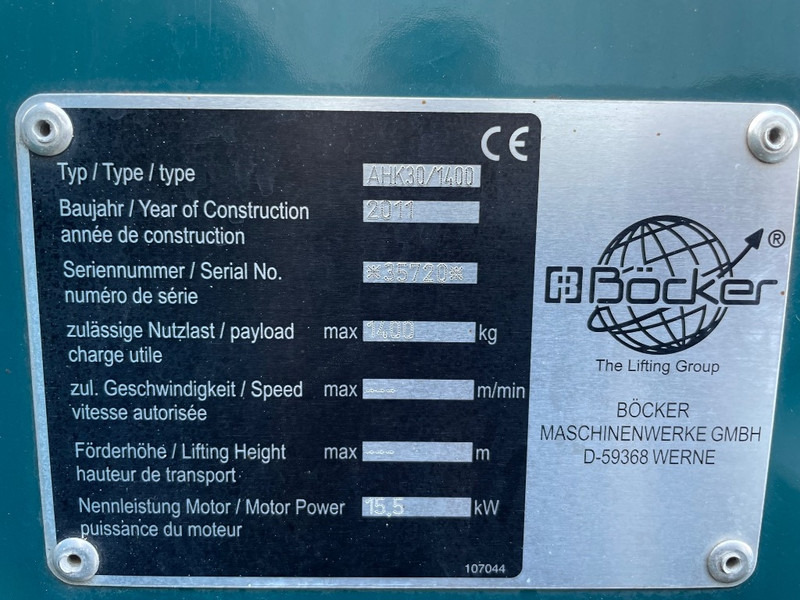 Böcker AHK 30/1400 - Visurgājējs celtnis: foto 3 Böcker AHK 30/1400 - Visurgājējs celtnis: foto 3