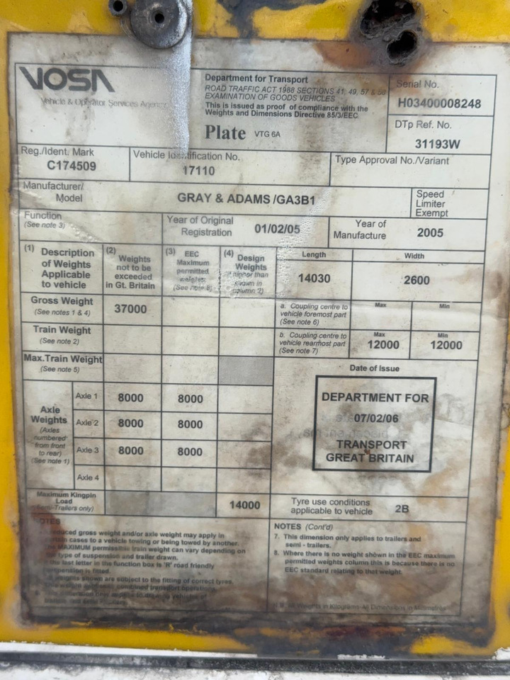 Puspiekabe refrižerators Gray and Adams 2005 Vector 1800 MT – MT-043: foto 17