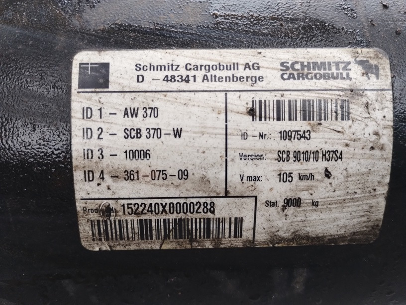 OŚ OSIE SCHMITZ AW 370 W SCB9010/10 CARGOBULL - Piekare - Piekabe: foto 5 OŚ OSIE SCHMITZ AW 370 W SCB9010/10 CARGOBULL - Piekare - Piekabe: foto 5