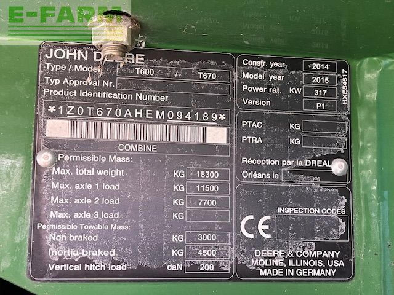Labības kombains John Deere T670: foto 15