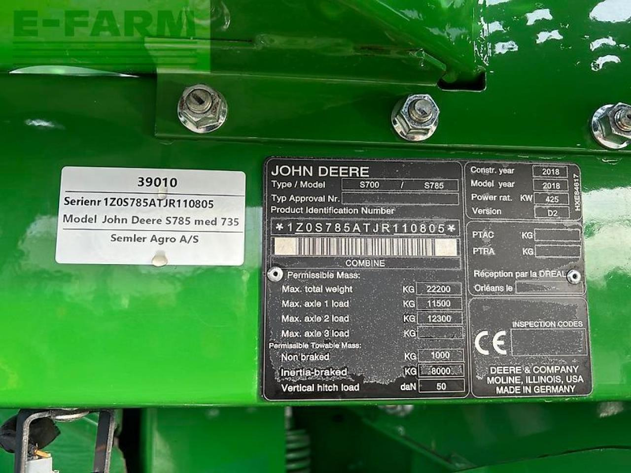 John Deere s785 - Labības kombains: foto 4 John Deere s785 - Labības kombains: foto 4