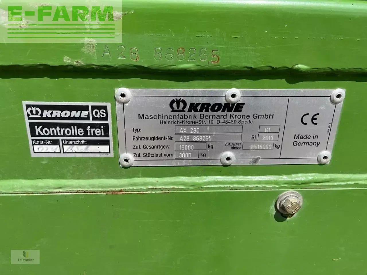 Savācējpiekabe Krone ax 280 gl: foto 9