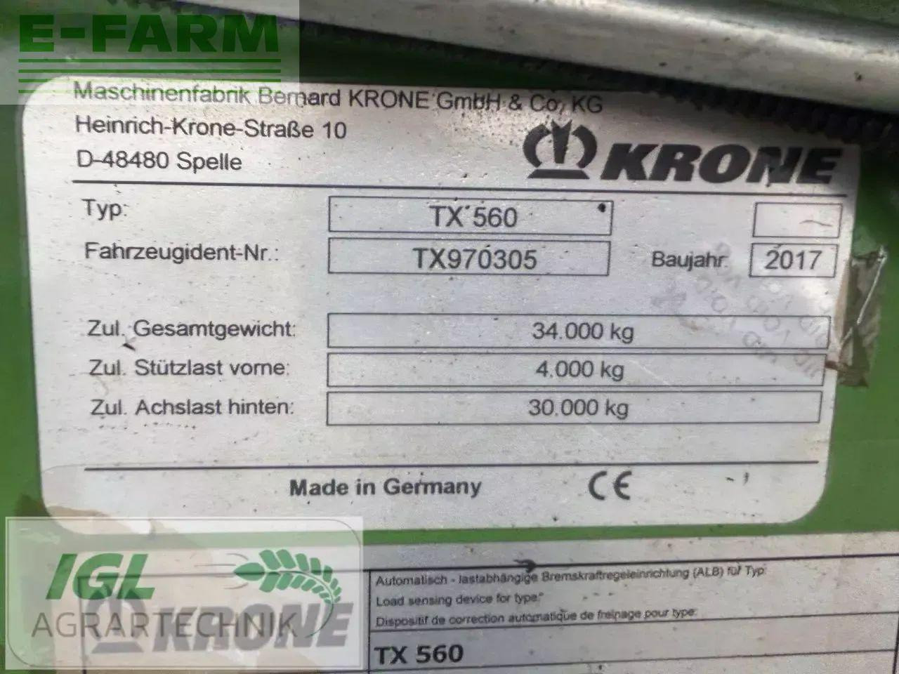 Lauksaimniecības piekabe-pašizgāzējs Krone tx 560: foto 9