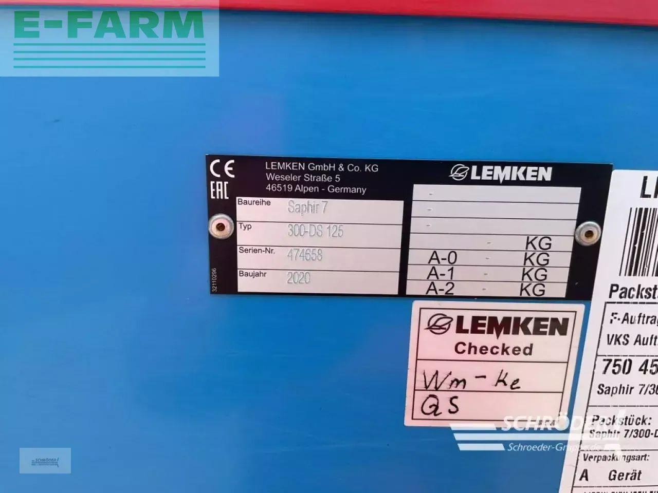 Kombinētā sējmašīna Lemken zirkon 8/300 + saphir 7/300-ds 125: foto 14