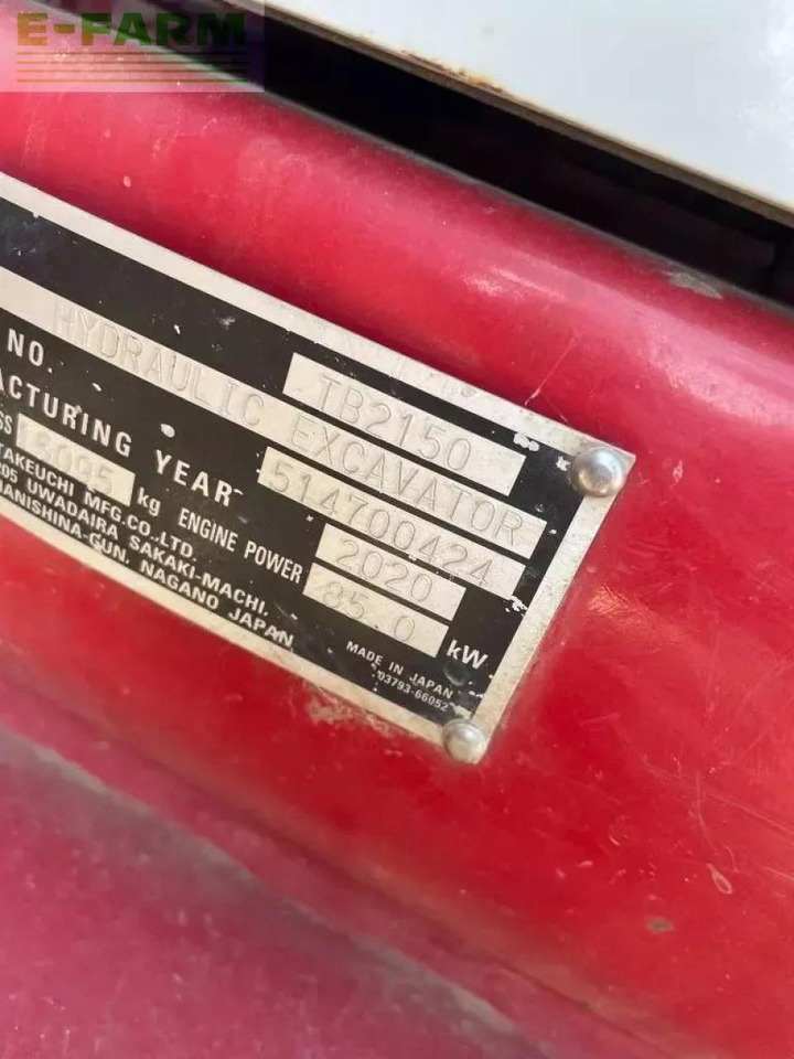 Takeuchi tb 2150 - Kāpurķēžu ekskavators: foto 4 Takeuchi tb 2150 - Kāpurķēžu ekskavators: foto 4
