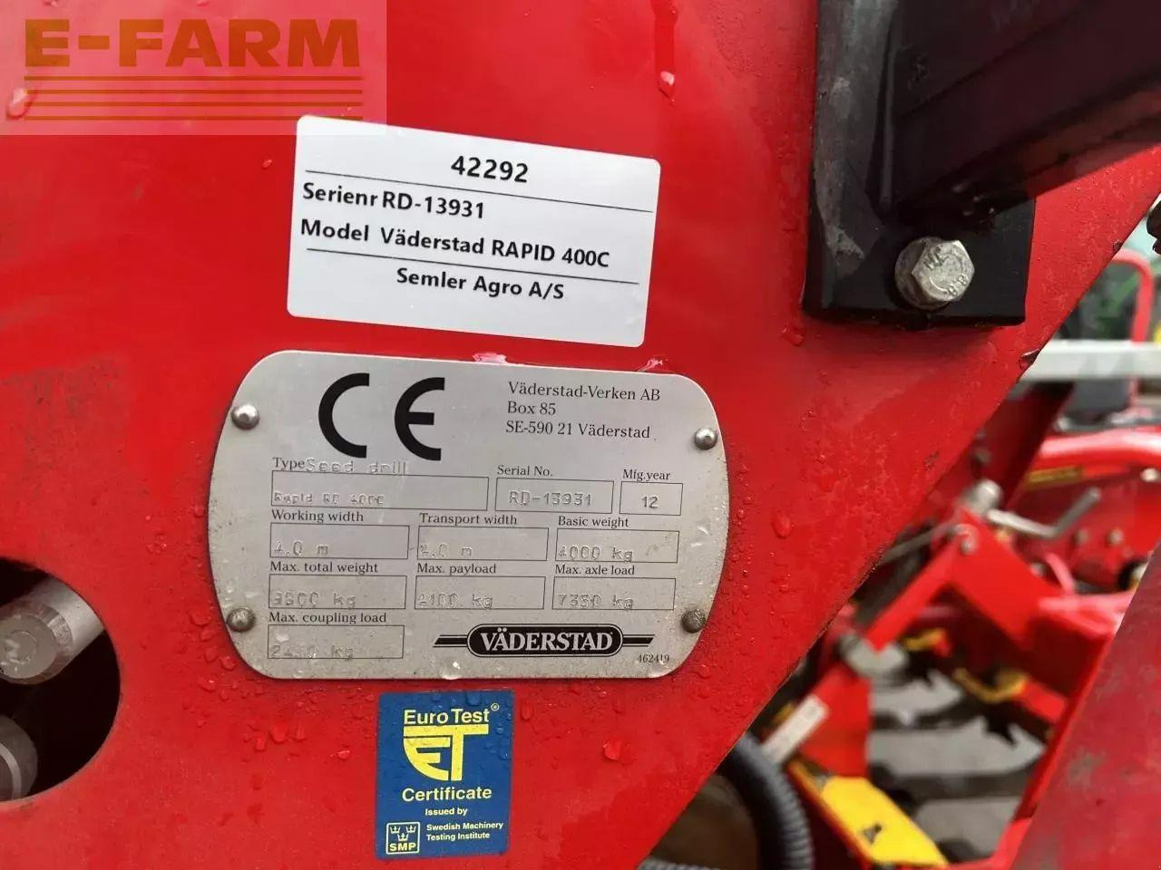 Väderstad rapid 400c - Kombinētā sējmašīna: foto 3 Väderstad rapid 400c - Kombinētā sējmašīna: foto 3