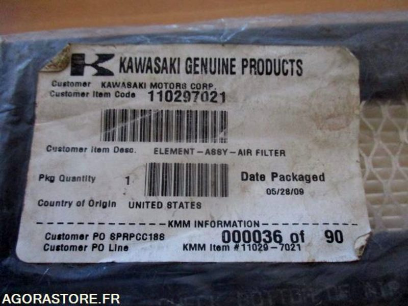 1 filtre à air moteur de marque KAWASAKI - Instrument/ Aprīkojums: foto 2 1 filtre à air moteur de marque KAWASAKI - Instrument/ Aprīkojums: foto 2