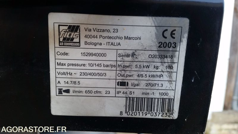 COMPRESSEUR VERTICAL DE MARQUE FIAC TYPE AB-300-670 CUVE 270l TRIPHASE - Gaisa kompresors: foto 3 COMPRESSEUR VERTICAL DE MARQUE FIAC TYPE AB-300-670 CUVE 270l TRIPHASE - Gaisa kompresors: foto 3