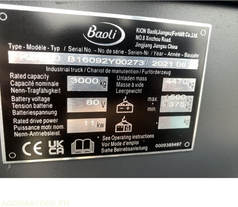 Chariot élévateur NEUF BAOLI KBE30N 3T ELECTRIQUE - Elektroiekrāvējs: foto 3 Chariot élévateur NEUF BAOLI KBE30N 3T ELECTRIQUE - Elektroiekrāvējs: foto 3