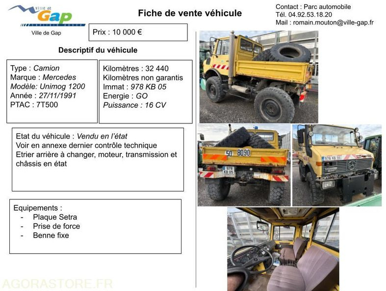 CAMION MERCEDES UNIMOG 1200 - Kravas automašīna: foto 1 CAMION MERCEDES UNIMOG 1200 - Kravas automašīna: foto 1