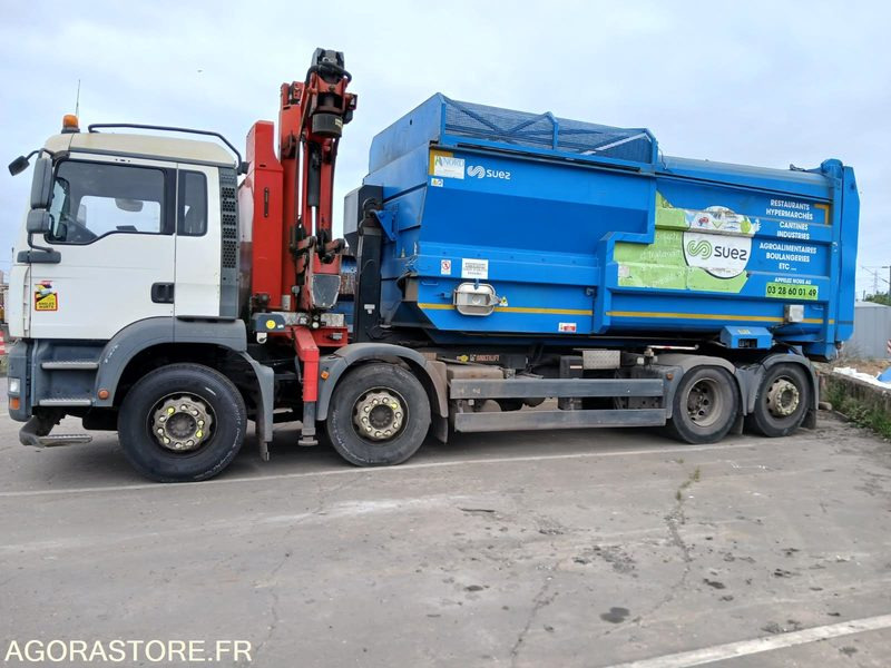 MAN 32T/BRAS/GRUE ET COMPTACTEUR - DP121NA - Kravas automašīna: foto 1 MAN 32T/BRAS/GRUE ET COMPTACTEUR - DP121NA - Kravas automašīna: foto 1