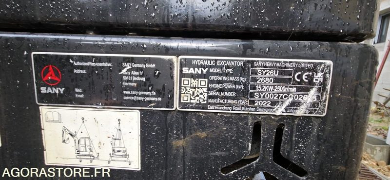 MINI PELLE SUR CHENILLES SANY SY26U 550 HEURES 2022 - Mini-ekskavators: foto 2 MINI PELLE SUR CHENILLES SANY SY26U 550 HEURES 2022 - Mini-ekskavators: foto 2