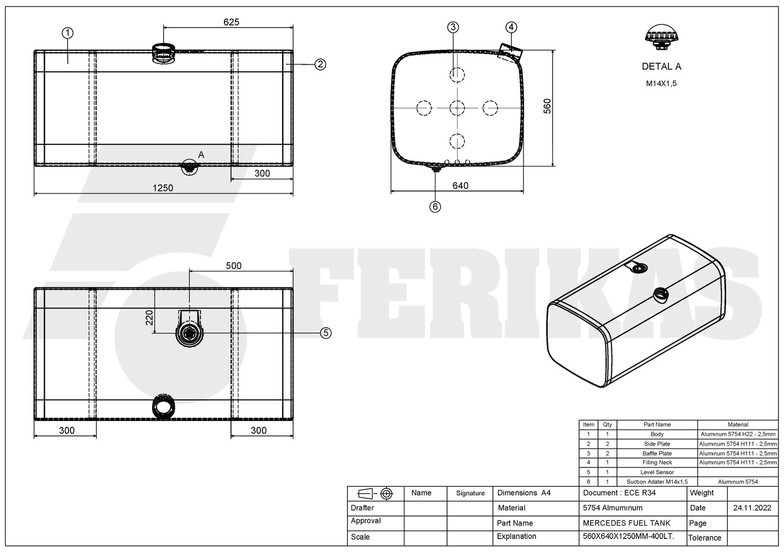 Jaunā Degvielas tvertne - Kravas automašīna Mercedes-Benz New aluminum fuel tank 400L: foto 8
