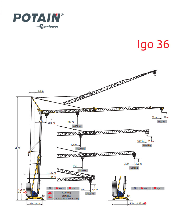 Potain IGO 36 - Ātri uzstādāms torņa celtnis: foto 1 Potain IGO 36 - Ātri uzstādāms torņa celtnis: foto 1