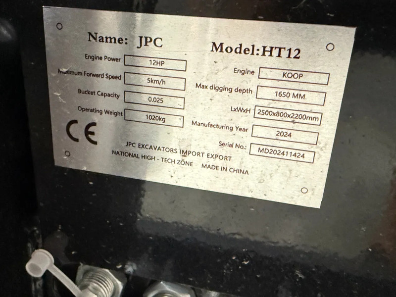 Mini-ekskavators JPC HT12 - NEW AND UNUSED!: foto 17