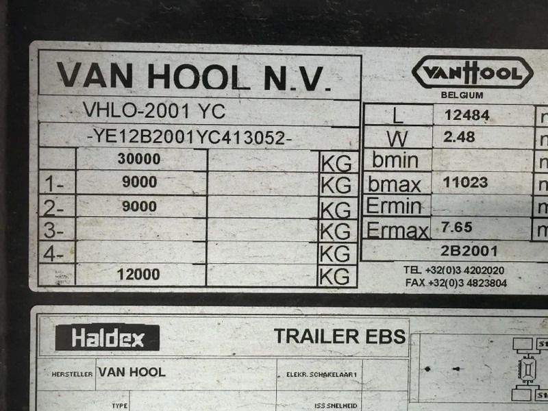 Tenta puspiekabe Van Hool LAST AXEL STEERING, LIFT 2000KG: foto 13