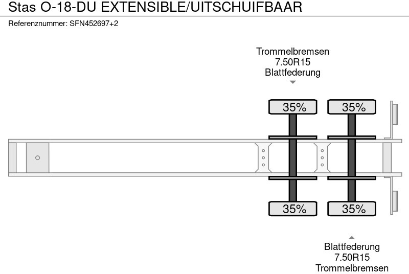 Puspiekabe zema profila platforma Stas O-18-DU EXTENSIBLE/UITSCHUIFBAAR: foto 10