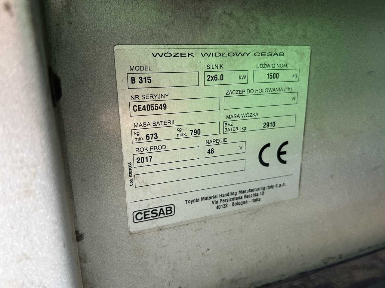 Autokrāvējs CESAB - 2017 - B315 - FORKLIFT: foto 10