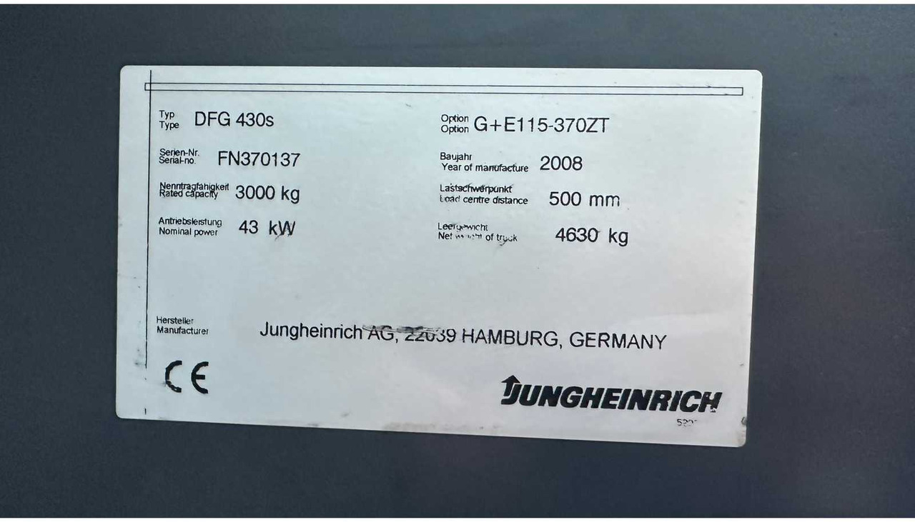 Autokrāvējs JUNGHEINRICH - DFG 430S - FORKLIFT TRUCKS - 2008: foto 16