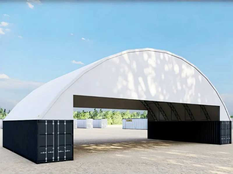 Rhino-Cross-Shelter C608015S 24x18x4,5 m halve cover op beide einden - Uzglabāšanas tvertne: foto 3 Rhino-Cross-Shelter C608015S 24x18x4,5 m halve cover op beide einden - Uzglabāšanas tvertne: foto 3