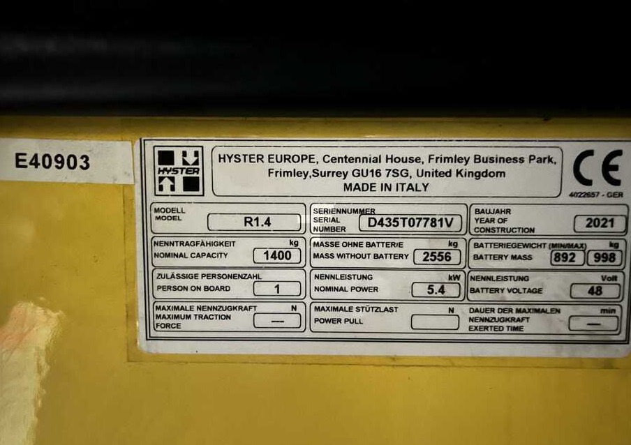 Hyster R1.4 - Bīdmasta krautņotājs: foto 5 Hyster R1.4 - Bīdmasta krautņotājs: foto 5